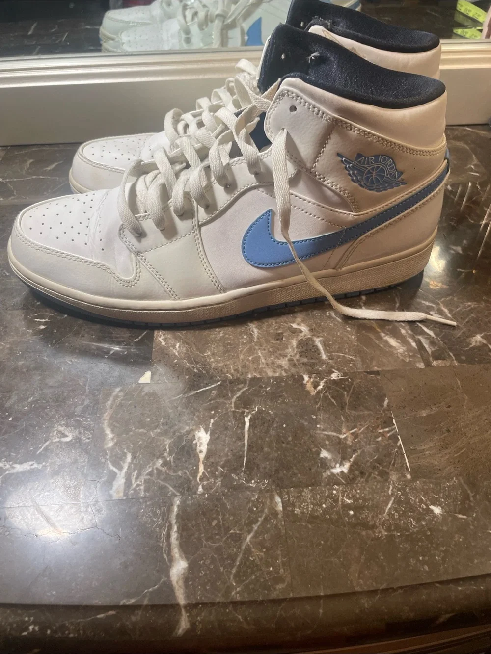 Jordan Mid-Top Sneakers in White and Light Blue